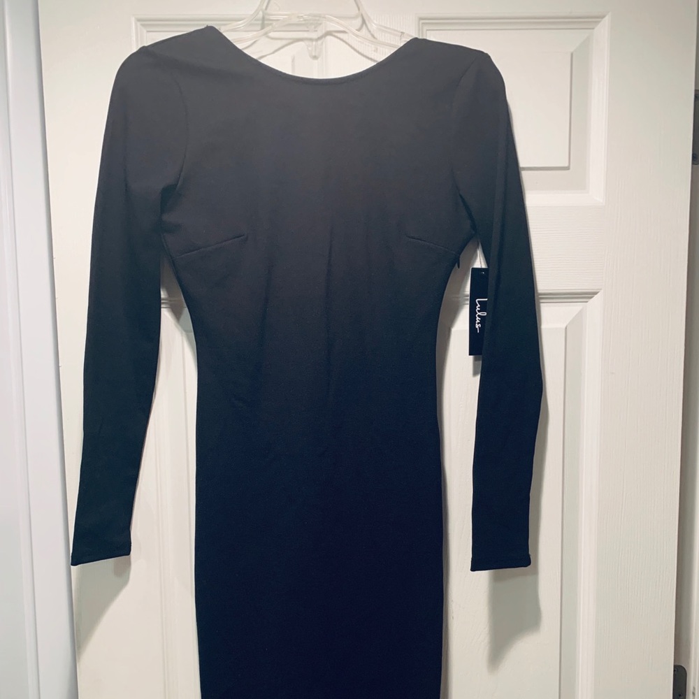 Black backless midi dress